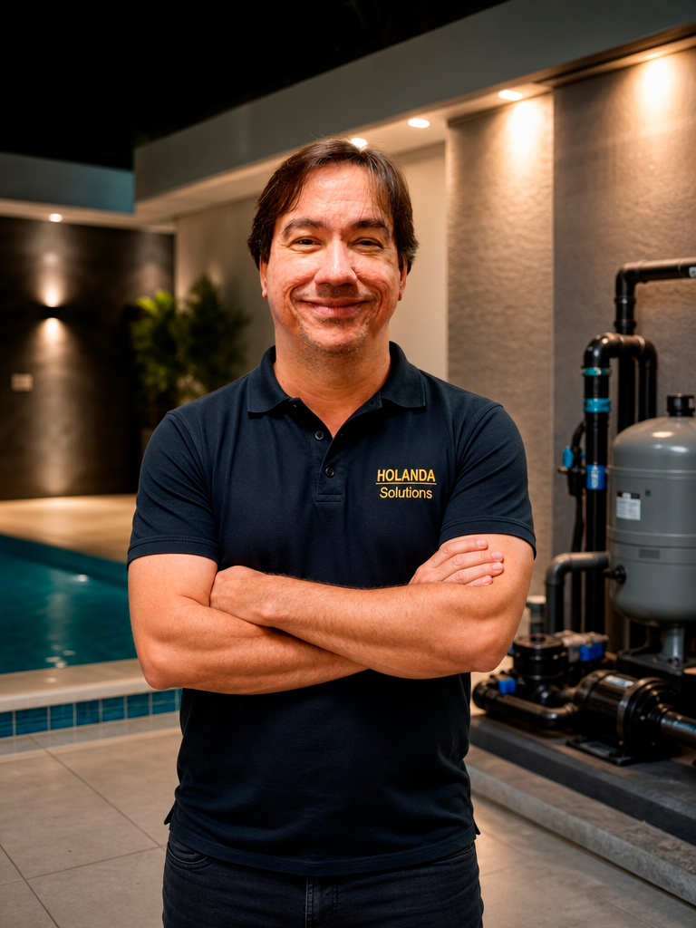Robson Holanda em atendimento técnico de piscina, SPA ou aquecimento